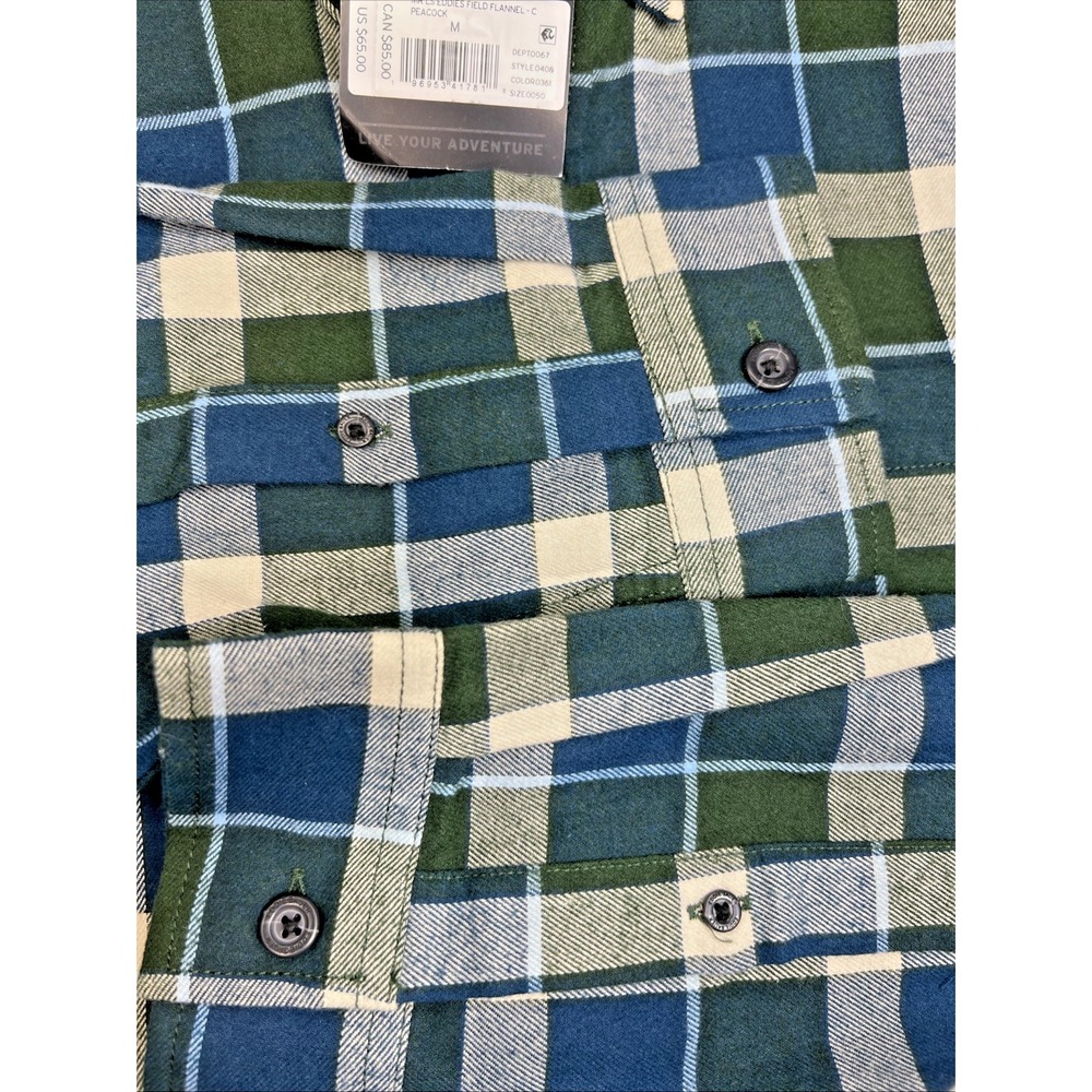 Eddie Bauer Field Flannel Shirt NWT Medium Blue Plaid Gorpcore 100% Cotton - Picture 11 of 11